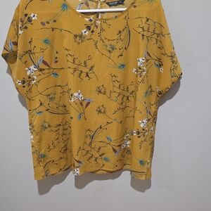 SHEIN Mustard Floral Blouse